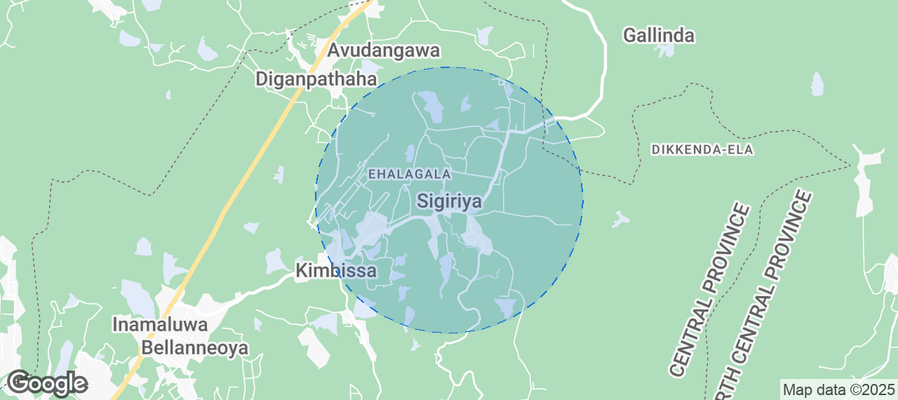 Map of Airbnb listings in Sigiriya