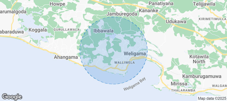 Map of Airbnb listings in Batawala