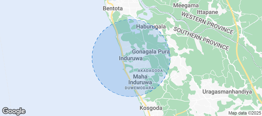 Map of Airbnb listings in Induruwa