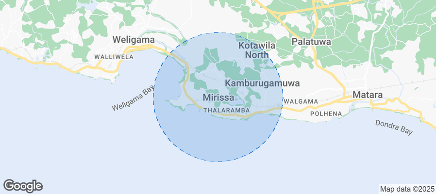 Map of Airbnb listings in Mirissa