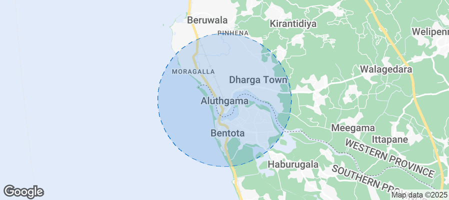 Map of Airbnb listings in Aluthgama