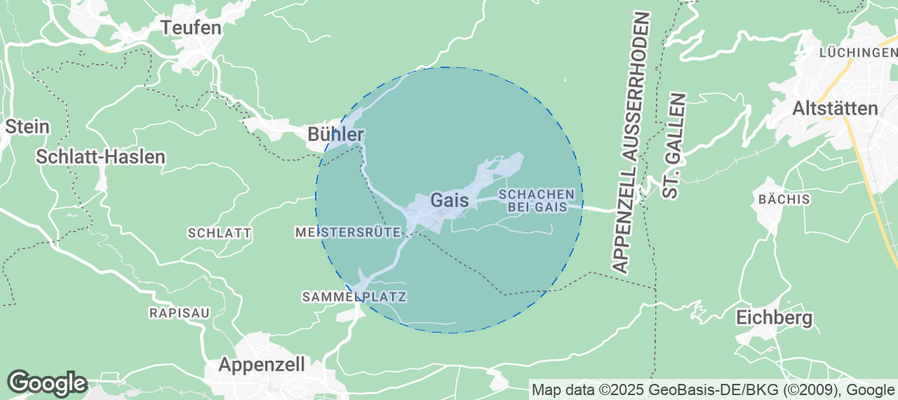 Map of Airbnb listings in Gais