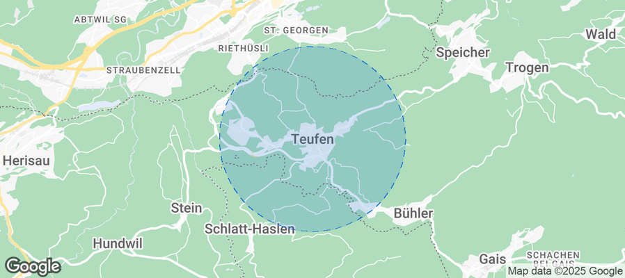 Map of Airbnb listings in Teufen (AR)