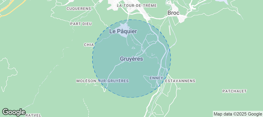 Map of Airbnb listings in Gruyères