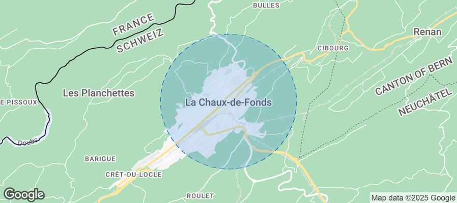 Map of Airbnb listings in La Chaux-de-Fonds