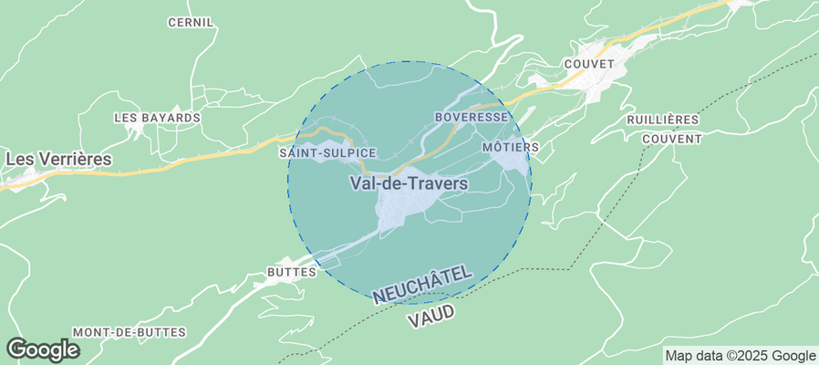 Map of Airbnb listings in Val-de-Travers