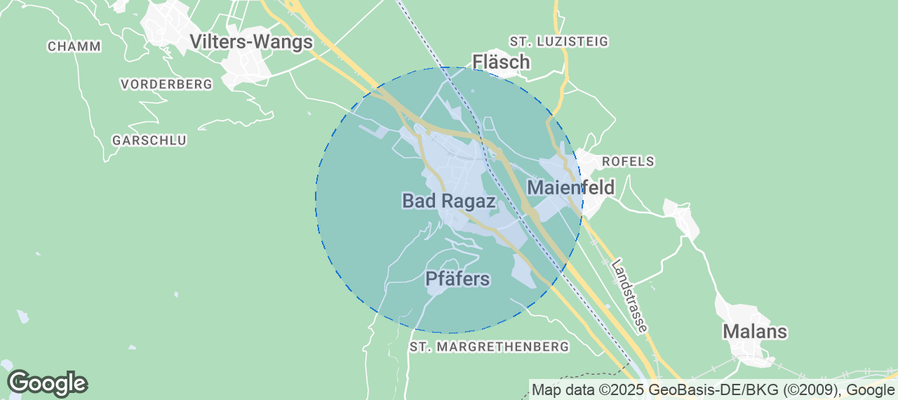 Map of Airbnb listings in Bad Ragaz