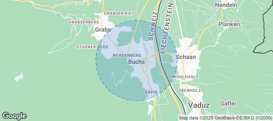 Map of Airbnb listings in Buchs (SG)