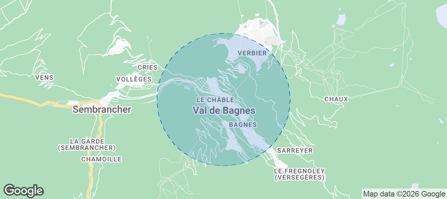 Map of Airbnb listings in Val de Bagnes