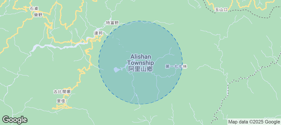 Map of Airbnb listings in Alishan Township