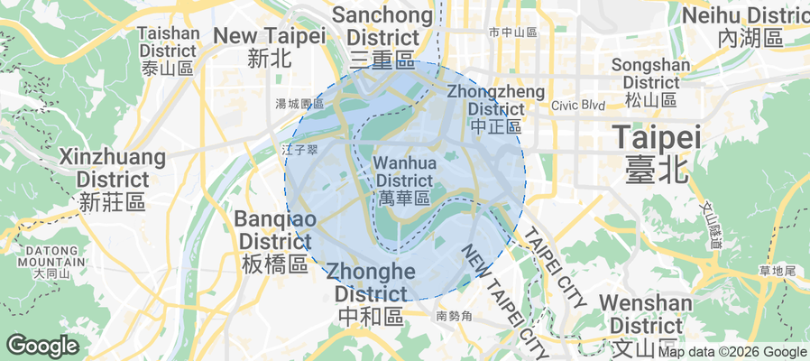 Map of Airbnb listings in Wanhua District