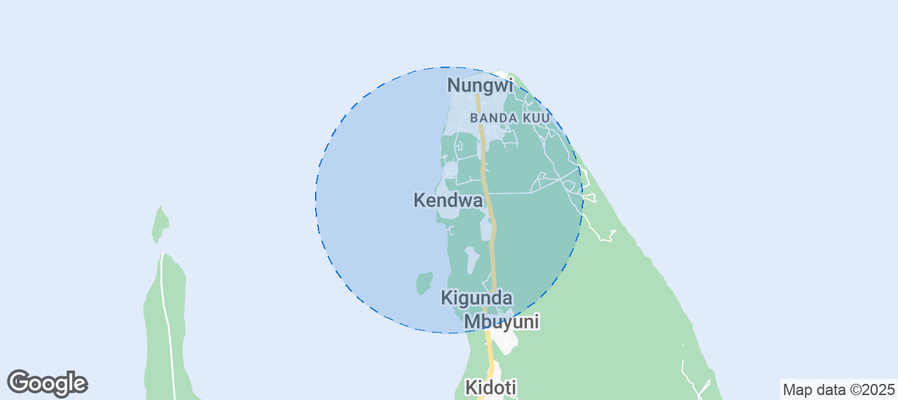 Map of Airbnb listings in Kendwa