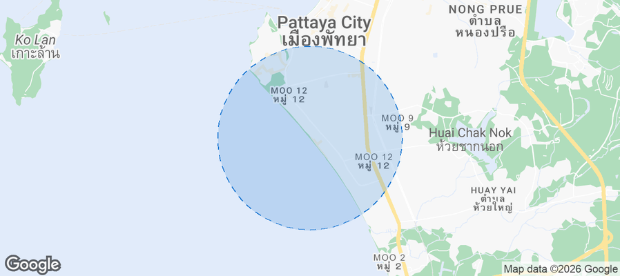Map of Airbnb listings in Jomtien Beach