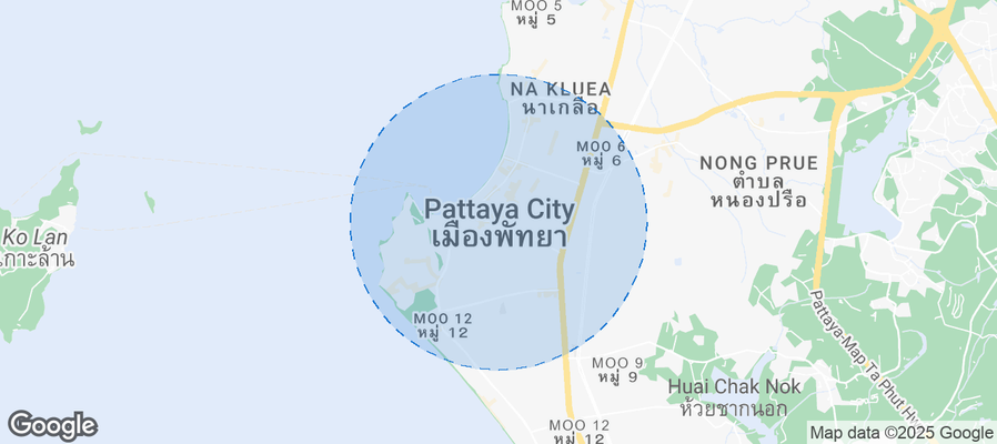 Map of Airbnb listings in Pattaya City