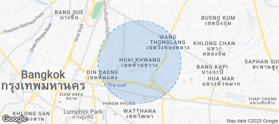 Map of Airbnb listings in Khet Huai Khwang