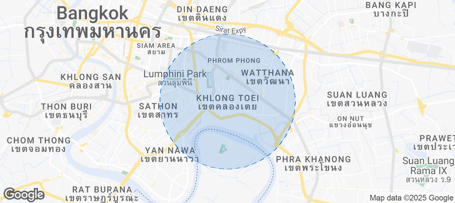 Map of Airbnb listings in Khet Khlong Toei