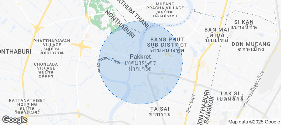 Map of Airbnb listings in Pak Kret City Municipality