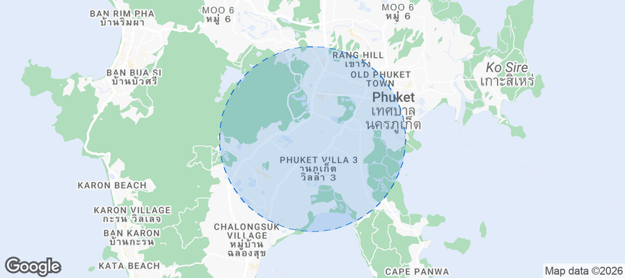 Map of Airbnb listings in Amphoe Mueang Phuket