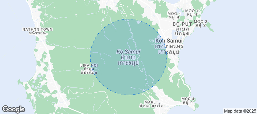 Map of Airbnb listings in Ko Samui