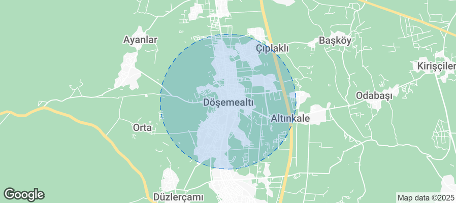 Map of Airbnb listings in Döşemealtı