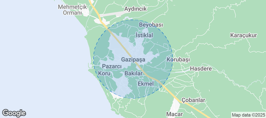 Map of Airbnb listings in Gazipaşa