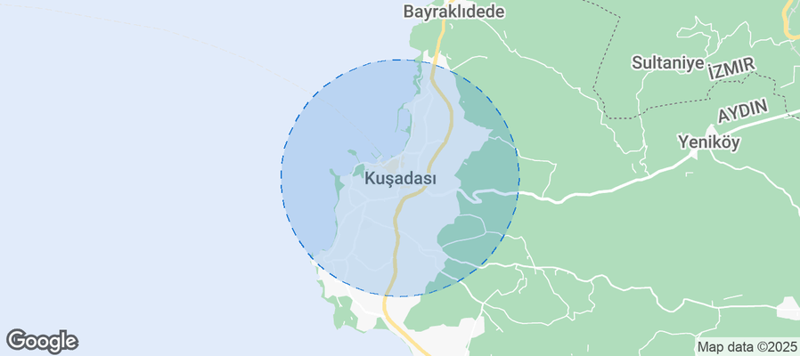 Map of Airbnb listings in Kuşadası