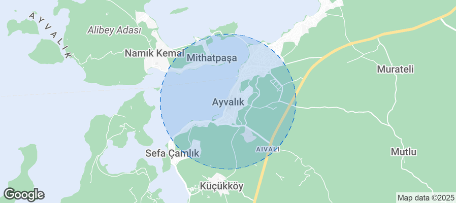 Map of Airbnb listings in Ayvalık