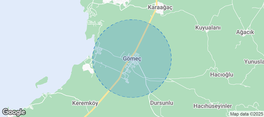 Map of Airbnb listings in Gömeç