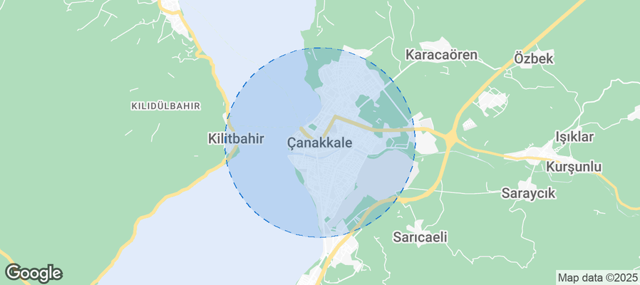 Map of Airbnb listings in Çanakkale Merkez