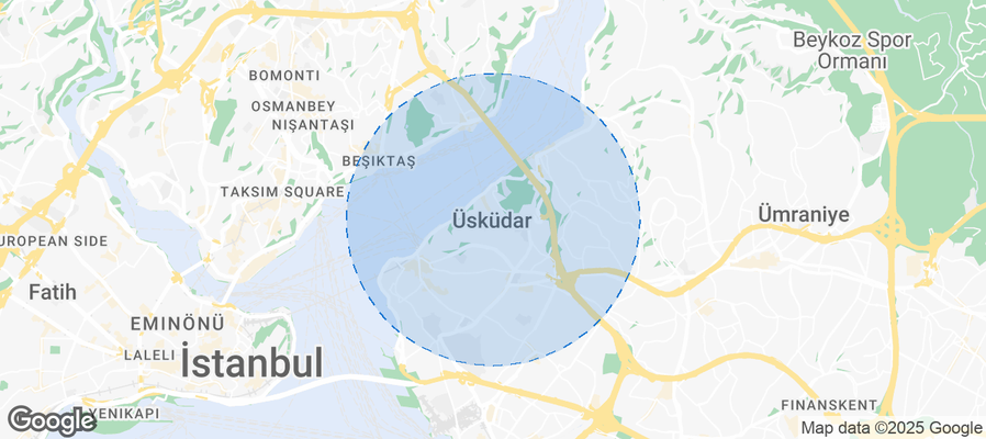 Map of Airbnb listings in Üsküdar