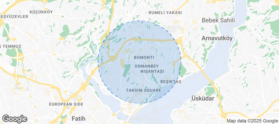Map of Airbnb listings in Şişli