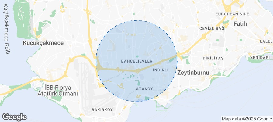 Map of Airbnb listings in Bahçelievler