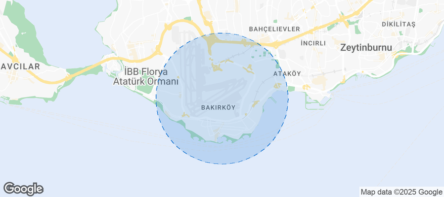 Map of Airbnb listings in Bakırköy