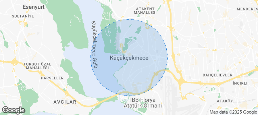 Map of Airbnb listings in Küçükçekmece