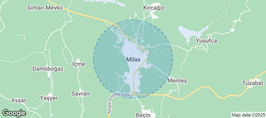 Map of Airbnb listings in Milas
