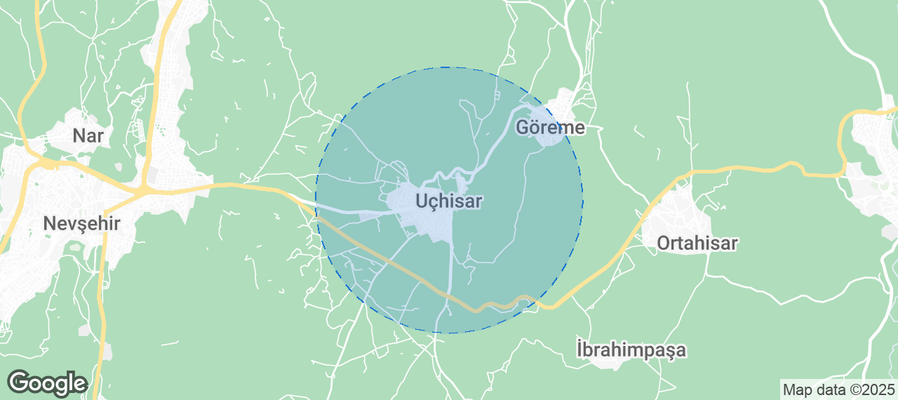 Map of Airbnb listings in Uçhisar Beldesi