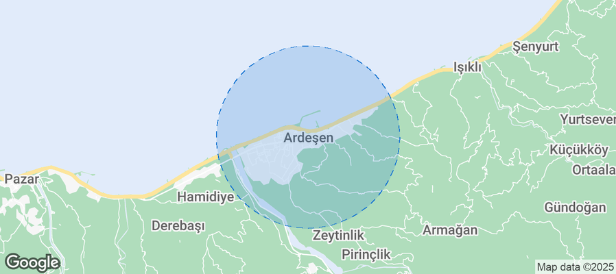 Map of Airbnb listings in Ardeşen