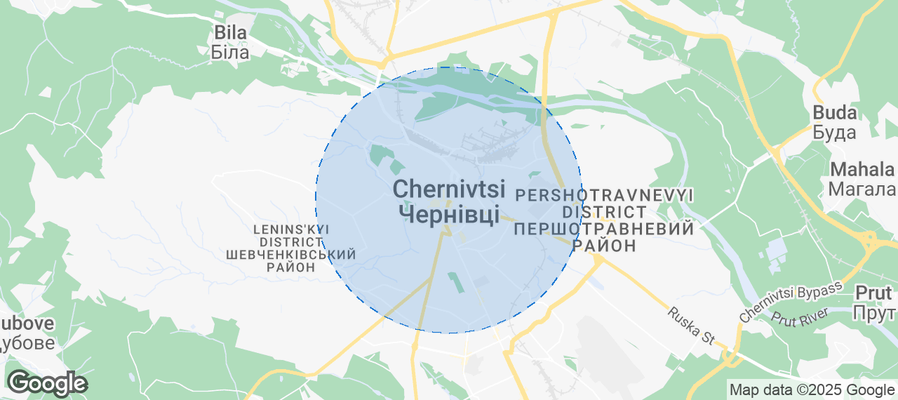 Map of Airbnb listings in Chernivtsi
