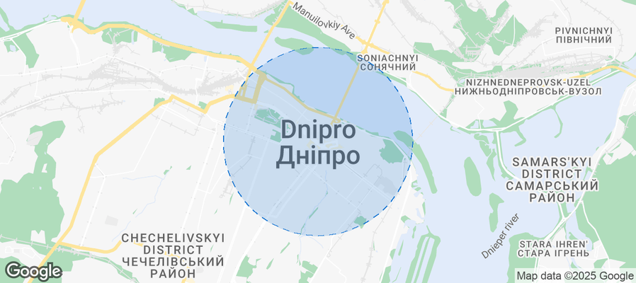 Map of Airbnb listings in Dnipro