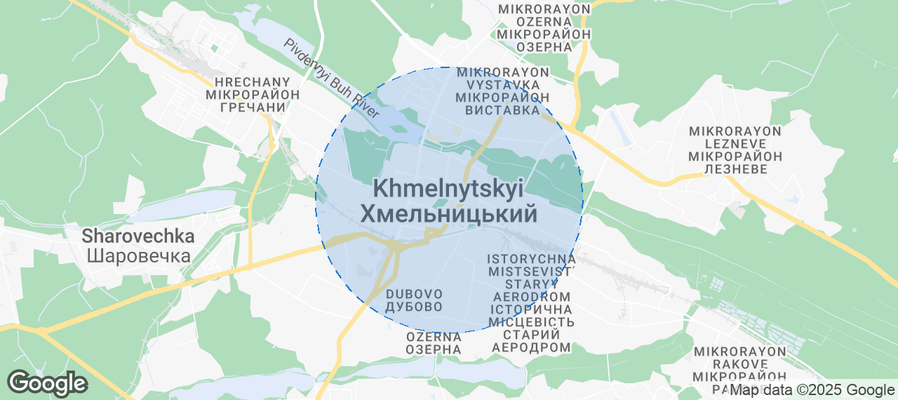 Map of Airbnb listings in Khmelnytskyi