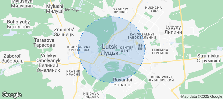 Map of Airbnb listings in Lutsk