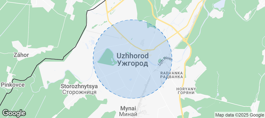 Map of Airbnb listings in Uzhhorod