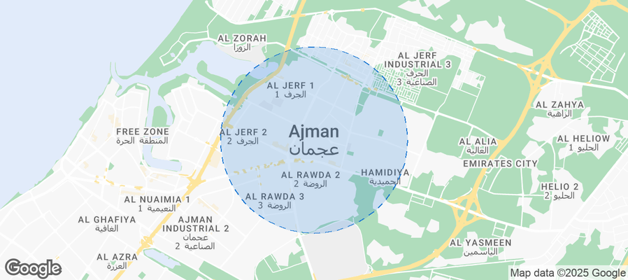 Map of Airbnb listings in Ajman