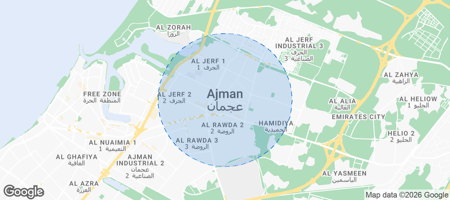 Map of Airbnb listings in Ajman City