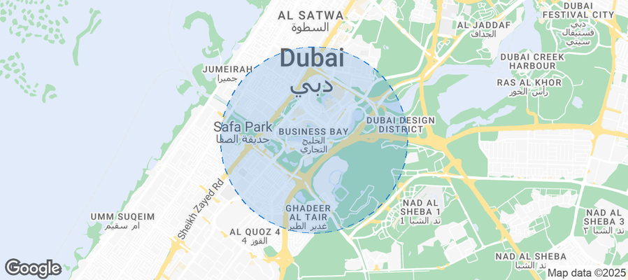 Map of Airbnb listings in Business Bay