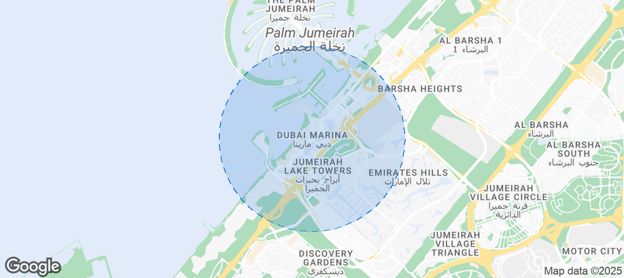 Map of Airbnb listings in Dubai Marina