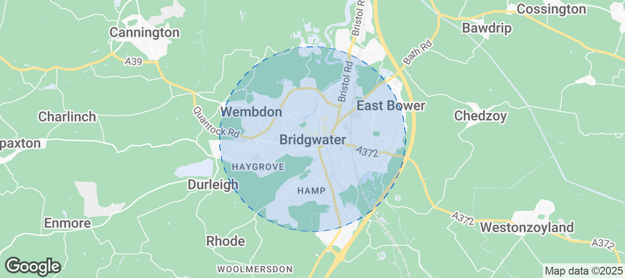 Map of Airbnb listings in Bridgwater