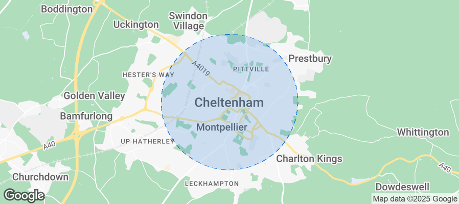 Map of Airbnb listings in Cheltenham