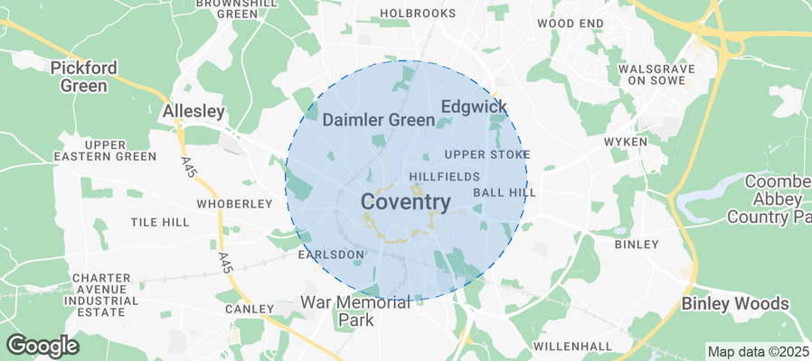 Map of Airbnb listings in Coventry