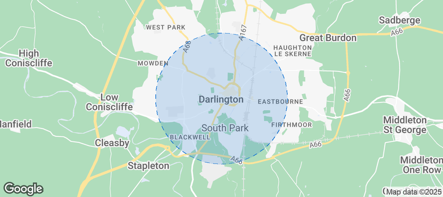 Map of Airbnb listings in Darlington